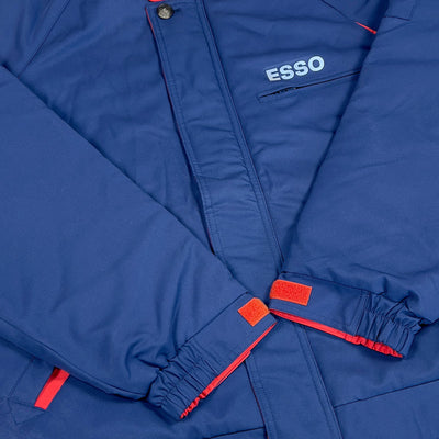 New Retro JDM Japan Esso Safety Reflective Gas Station Staff Jacket Blue - Sugoi JDM