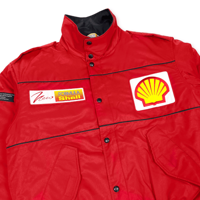 New Retro JDM Japan Showa 1990s Formula Shell Sekiyu Winter Jacket Red - Sugoi JDM