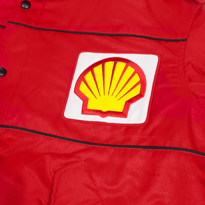 New Retro JDM Japan Showa 1990s Formula Shell Sekiyu Winter Jacket Red - Sugoi JDM