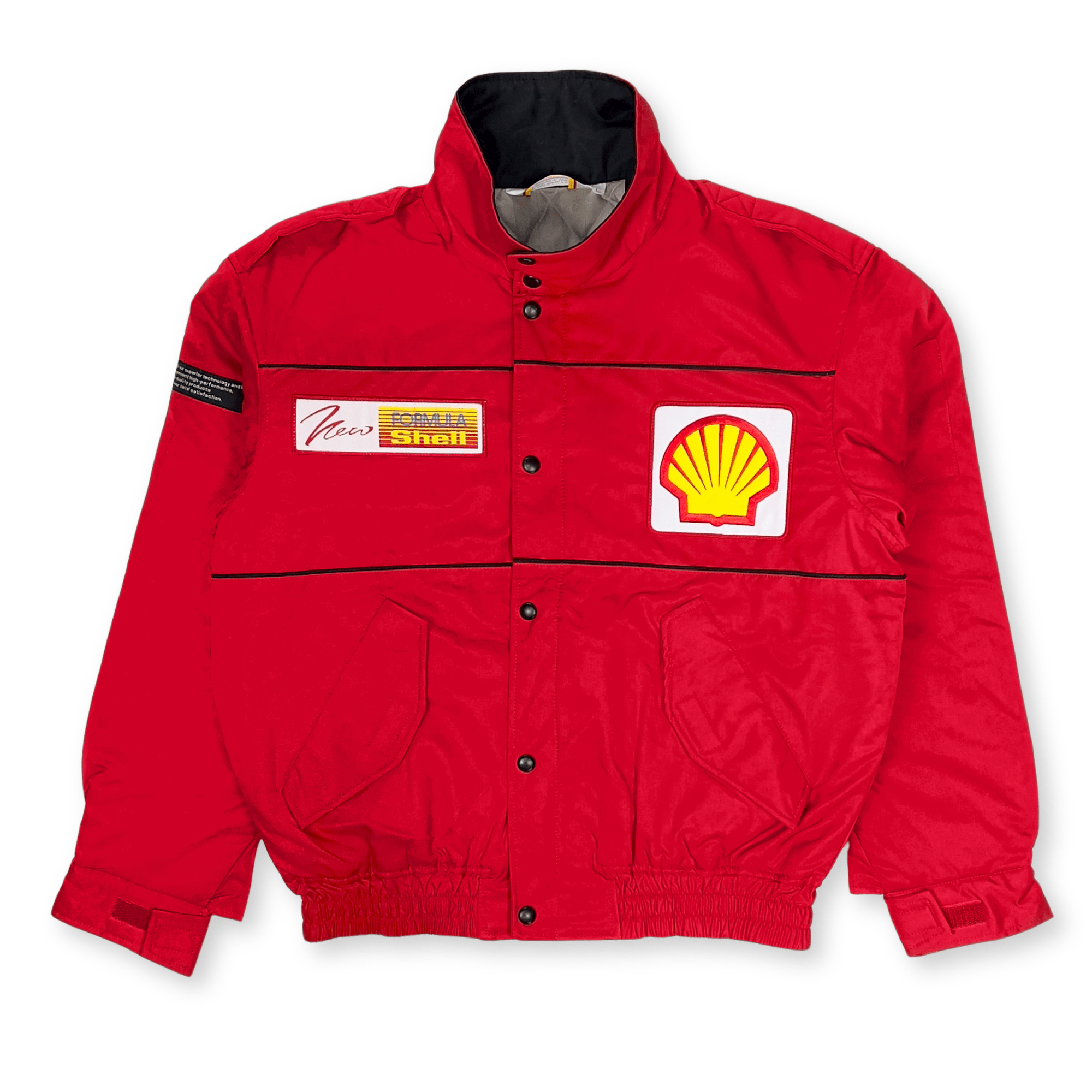 New Retro JDM Japan Showa 1990s Formula Shell Sekiyu Winter Jacket Red - Sugoi JDM