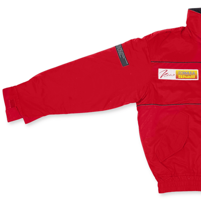 New Retro JDM Japan Showa 1990s Formula Shell Sekiyu Winter Jacket Red - Sugoi JDM