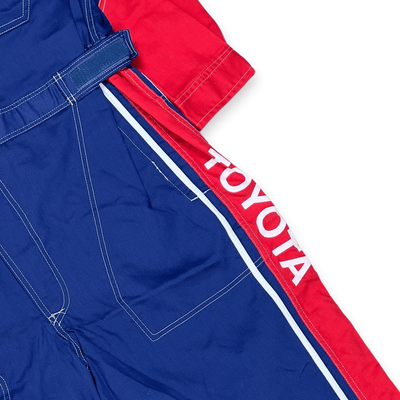 New Retro JDM Toyota Toyopet Tecno Mechanic Coveralls Tsunagi Blue Red - Sugoi JDM