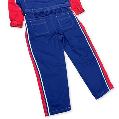 New Retro JDM Toyota Toyopet Tecno Mechanic Coveralls Tsunagi Blue Red - Sugoi JDM