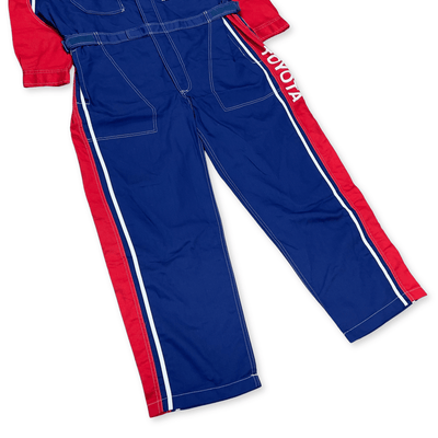 New Retro JDM Toyota Toyopet Tecno Mechanic Coveralls Tsunagi Blue Red - Sugoi JDM