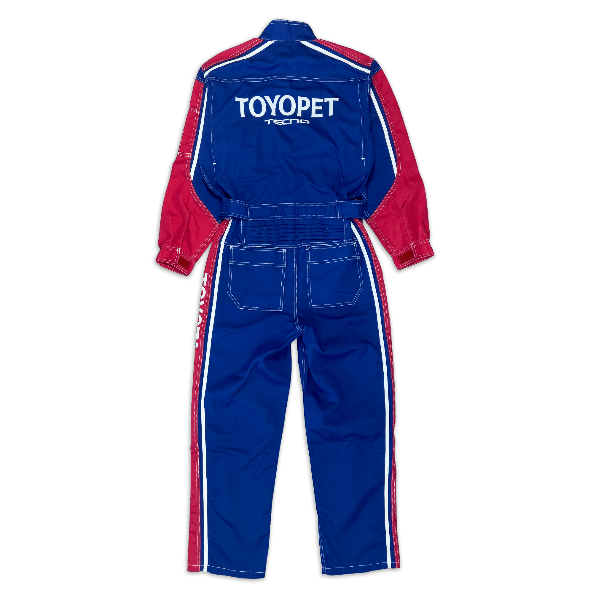 New Retro JDM Toyota Toyopet Tecno Mechanic Coveralls Tsunagi Blue Red - Sugoi JDM