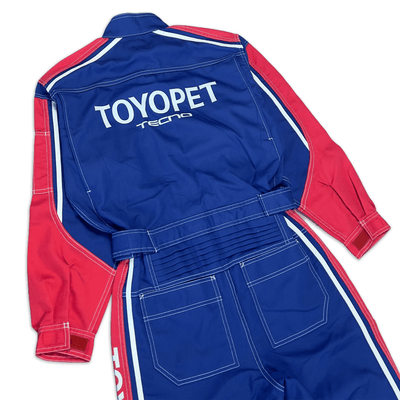 New Retro JDM Toyota Toyopet Tecno Mechanic Coveralls Tsunagi Blue Red - Sugoi JDM