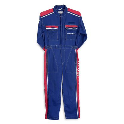 New Retro JDM Toyota Toyopet Tecno Summer Coveralls Jumpsuit Tsunagi Blue Red - Sugoi JDM