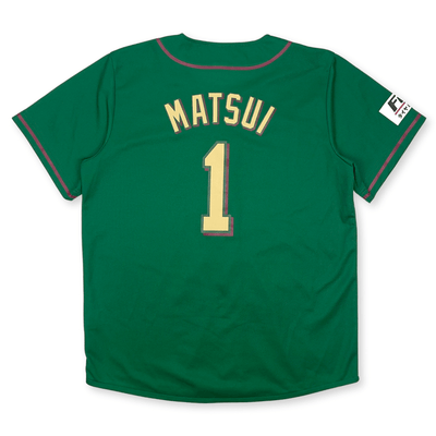 New Retro NPB Baseball Majestic Rakuten Eagles Yuki Matsui Jersey 2014 Green - Sugoi JDM