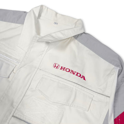New Retro Showa Era 1990s JDM Japan Honda Motors Mechanic Jacket White - Sugoi JDM