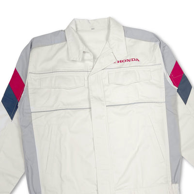 New Retro Showa Era 1990s JDM Japan Honda Motors Mechanic Jacket White - Sugoi JDM