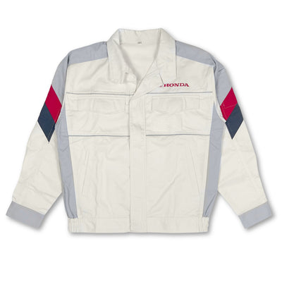 New Retro Showa Era 1990s JDM Japan Honda Motors Mechanic Jacket White - Sugoi JDM