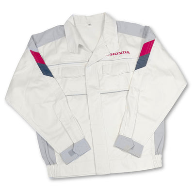 New Retro Showa Era 1990s JDM Japan Honda Motors Mechanic Jacket White - Sugoi JDM