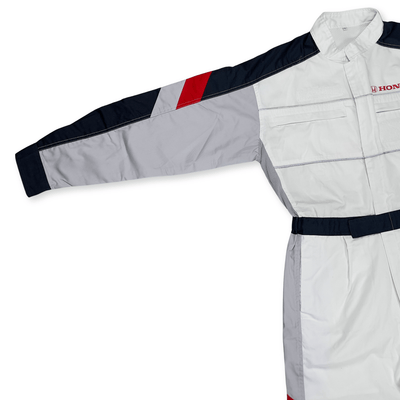 New Retro Showa JDM Japan Honda Summer Jumpsuit Coveralls Tsunagi White - Sugoi JDM