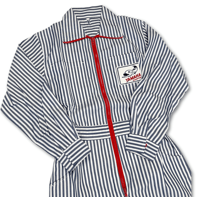 New Showa 1970s JDM Japan Yamaha Champion Tsunagi Coveralls Pin Stripe - Sugoi JDM