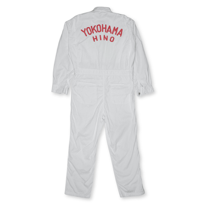 New Vintage 1970s Showa JDM Hino Toyota Yokohama Tsunagi Coveralls White - Sugoi JDM