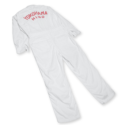 New Vintage 1970s Showa JDM Hino Toyota Yokohama Tsunagi Coveralls White - Sugoi JDM