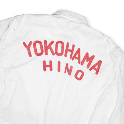 New Vintage 1970s Showa JDM Hino Toyota Yokohama Tsunagi Coveralls White - Sugoi JDM