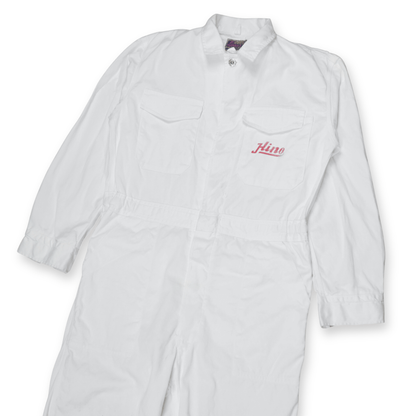 New Vintage 1970s Showa JDM Hino Toyota Yokohama Tsunagi Coveralls White - Sugoi JDM