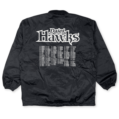 New Vintage Japan NPB Fukuoka Daiei Hawks Schedule Coaches Jacket Black - Sugoi JDM