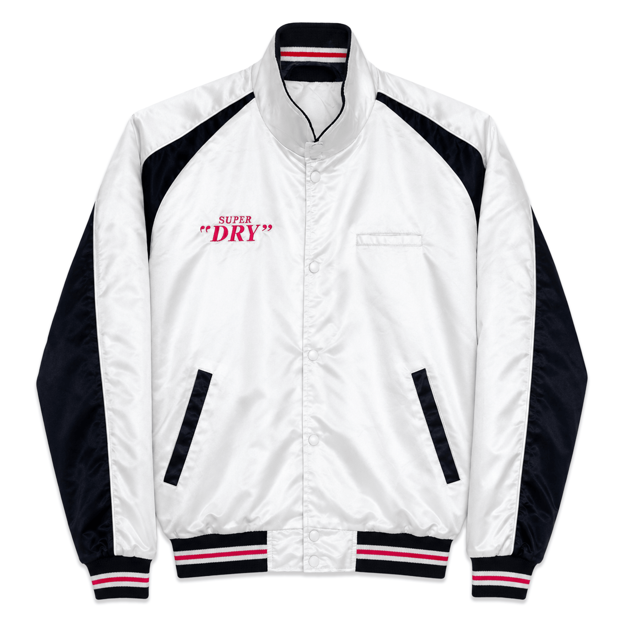 Promotional 1990s Retro Japan Asahi Super Dry Stadium Bomber Jacket Silver - Sugoi JDM