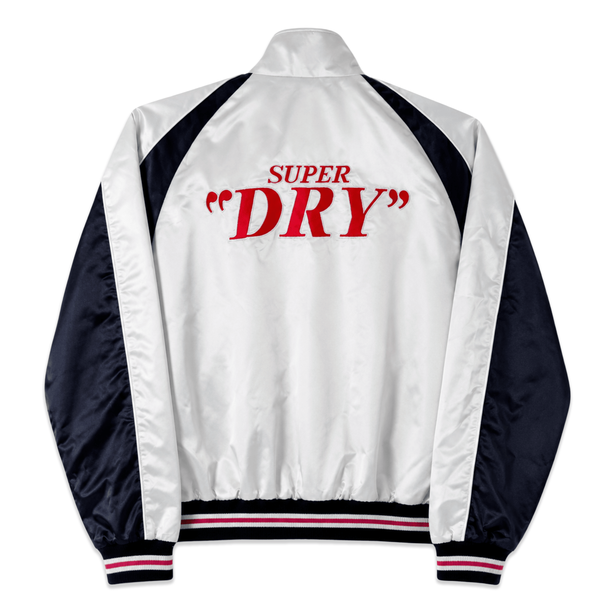 Promotional 1990s Retro Japan Asahi Super Dry Stadium Bomber Jacket Silver - Sugoi JDM