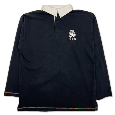 Promotional Japan Suntory Boss Coffee Long Sleeve Polo Shirt Blue - Sugoi JDM