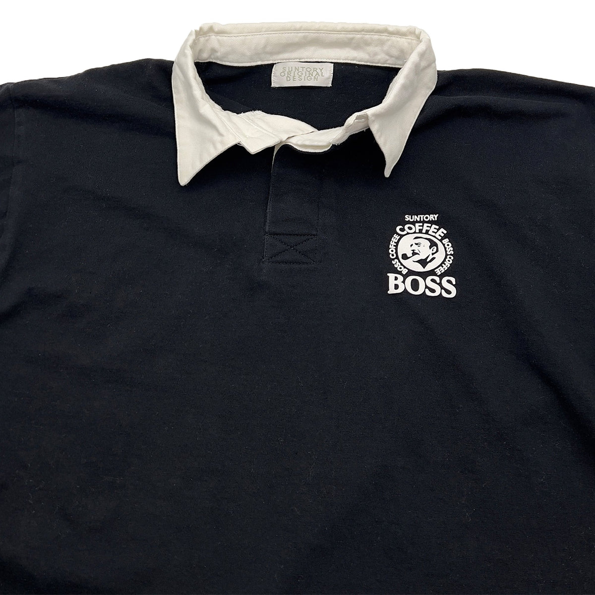 Promotional Japan Suntory Boss Coffee Long Sleeve Polo Shirt Blue - Sugoi JDM
