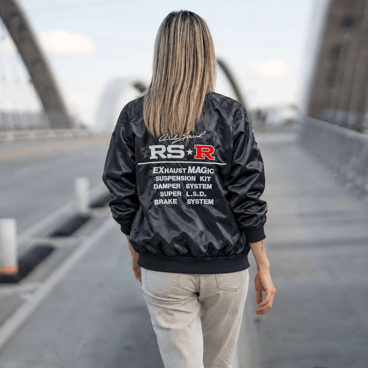 Rare Vintage JDM Japan 1990s RS-R Racing Staff Bomber Jacket Black - Sugoi JDM