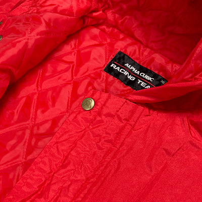 Retro 1990s JDM Japan Alpha Cubic Porsche Racing Team Bench Jacket Red - Sugoi JDM