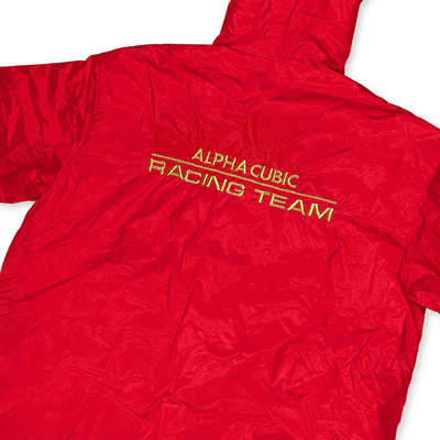 Retro 1990s JDM Japan Alpha Cubic Porsche Racing Team Bench Jacket Red - Sugoi JDM