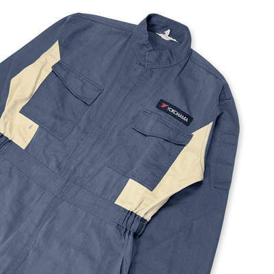 Retro 1990s Showa Era JDM Japan Yokohama Coveralls Tsunagi Blue - Sugoi JDM