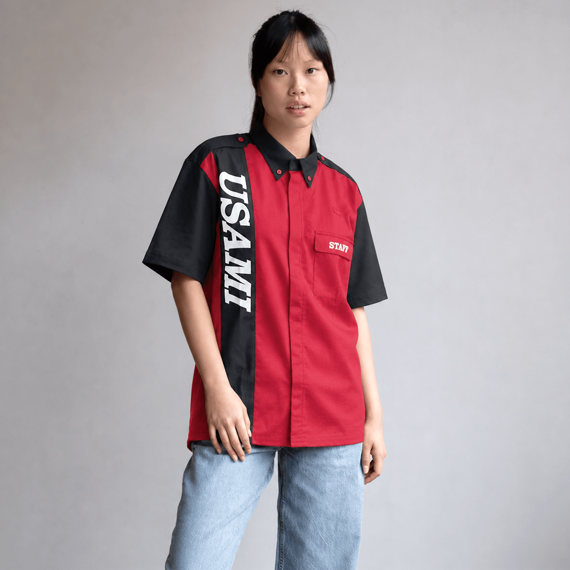 Retro 1990s Usami Koyu Hard & Soft Service Station Staff Short Sleeve Shirt - Sugoi JDM