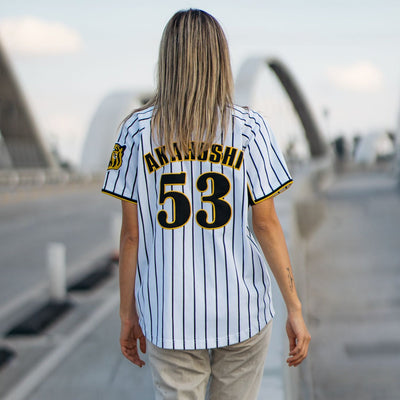 Retro Japan Hanshin Tigers Norihiro Akahoshi Baseball Home Knit Jersey #53 - Sugoi JDM