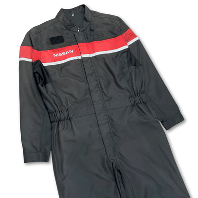 Retro Japan JDM Heavy Duty Nissan Pitwork Tsunagi Mechanics Coverall Black - Sugoi JDM