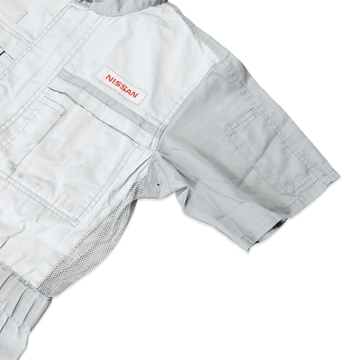 Retro Japan JDM Nissan TS Short Sleeve Tsunagi Staff Summer Coverall Grey - Sugoi JDM