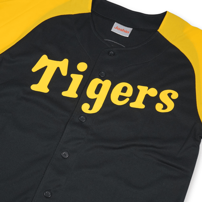 Retro Japan NPB Hanshin Tigers Logo Baseball Fan Club Light Jersey Black Yellow - Sugoi JDM