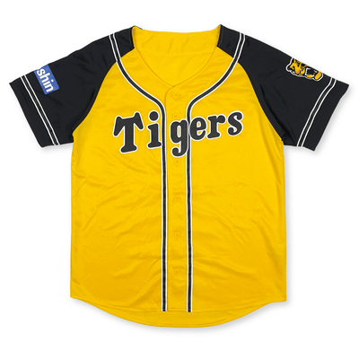 Retro Japan NPB Hanshin Tigers Two Tone Baseball Light Jersey Yellow - Sugoi JDM