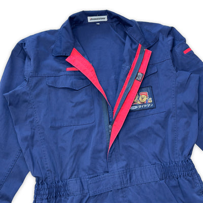 Retro JDM Japan Bridgestone Mista Tire Mechanic Tsunagi Coveralls Blue - Sugoi JDM