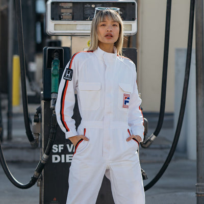 Retro JDM Japan Honda Primo Jumpsuit Coveralls Tsunagi Mechanic Suite White - Sugoi JDM