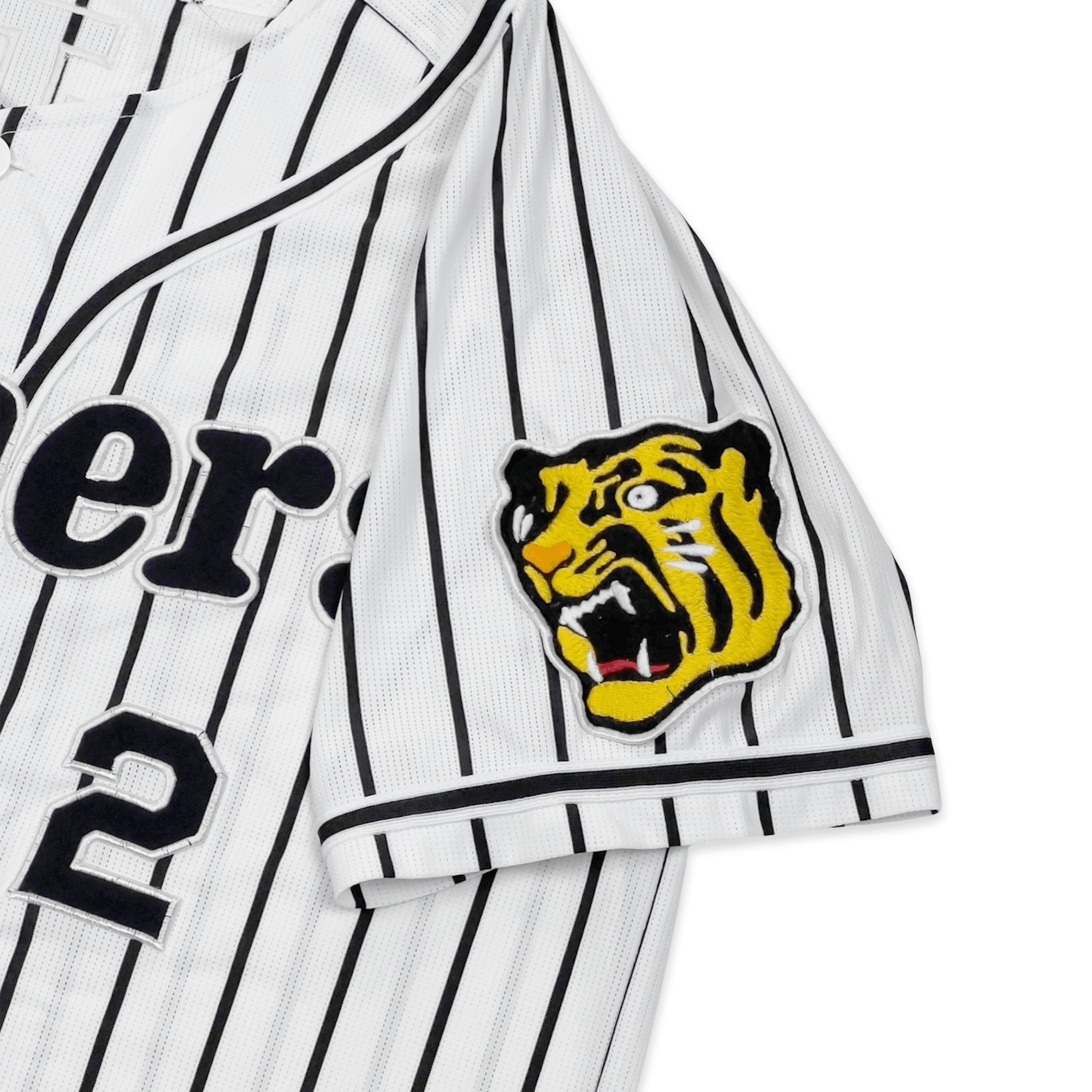 Retro Mizuno NPB Hanshin Tigers Fumiya Hojoh Baseball Jersey Knit White 2 - Sugoi JDM