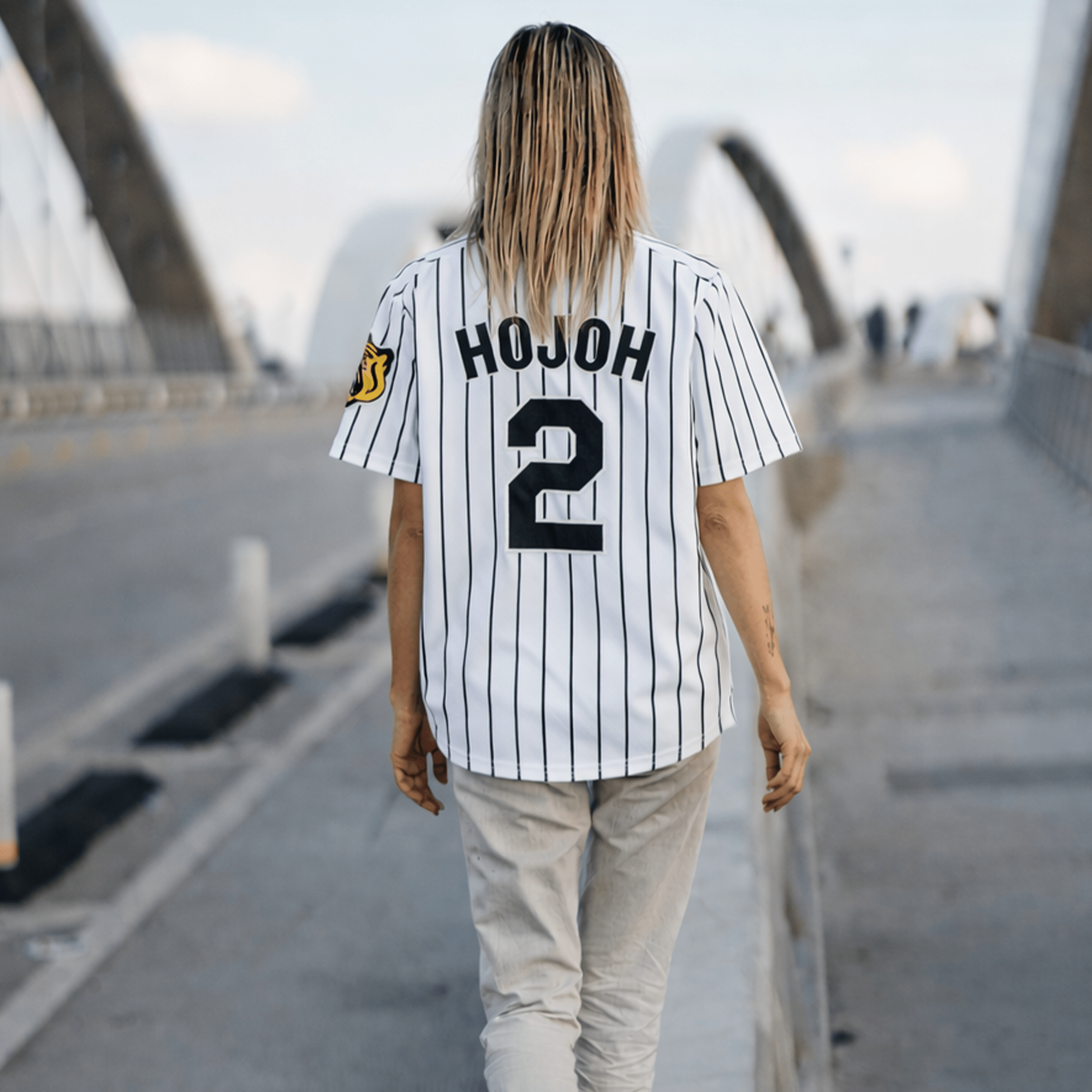 Retro Mizuno NPB Hanshin Tigers Fumiya Hojoh Baseball Jersey Knit White 2 - Sugoi JDM