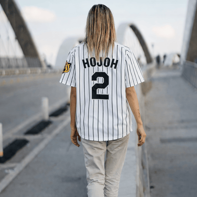 Retro Mizuno NPB Hanshin Tigers Fumiya Hojoh Baseball Jersey Knit White 2 - Sugoi JDM