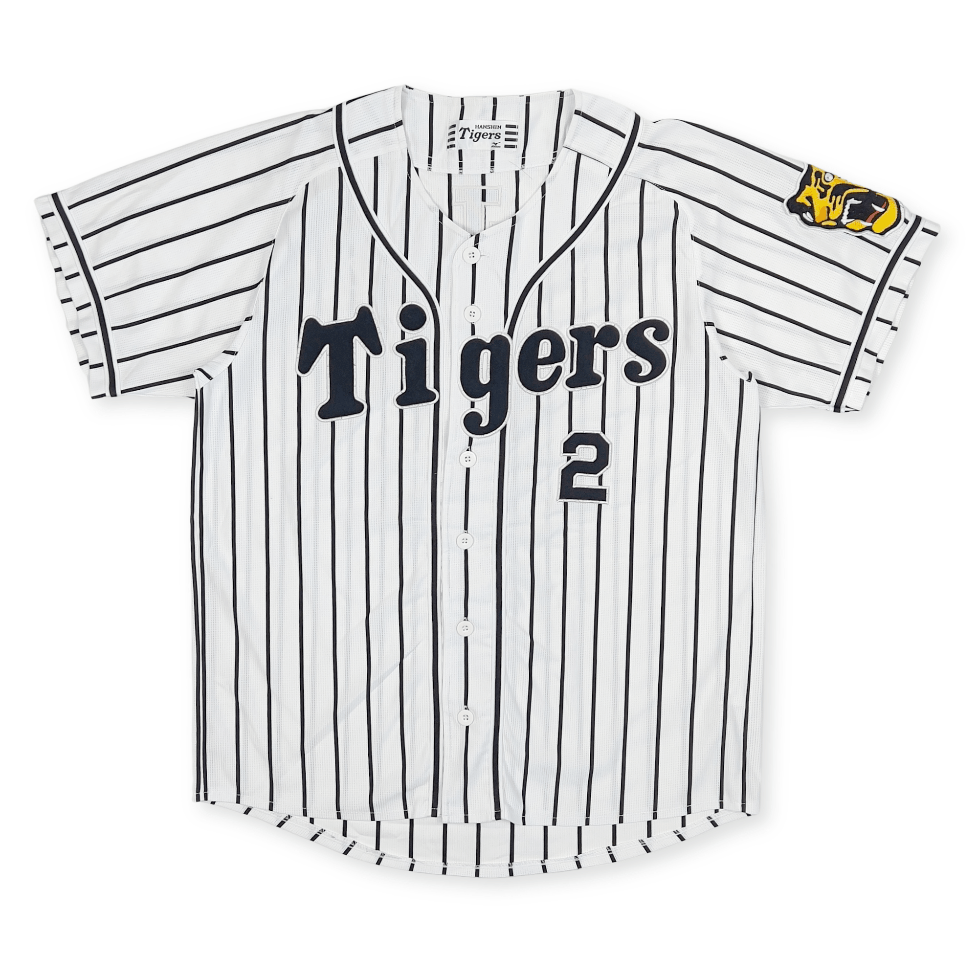 Retro Mizuno NPB Hanshin Tigers Fumiya Hojoh Baseball Jersey Knit White 2 - Sugoi JDM
