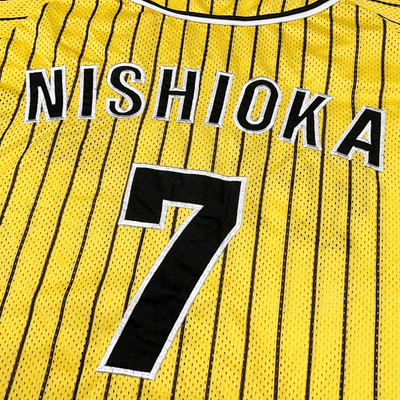 Retro NPB Hanshin Tigers Tsuyoshi Nishioka Pin Stripe Baseball