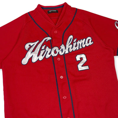Retro NPB Japan Hiroshima Carp Baseball Knit Jersey Kosuke Tanaka Red - Sugoi JDM