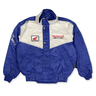 Retro Showa 1990s JDM Japan Honda Racing Blue Helmet Staff Jacket Blue - Sugoi JDM