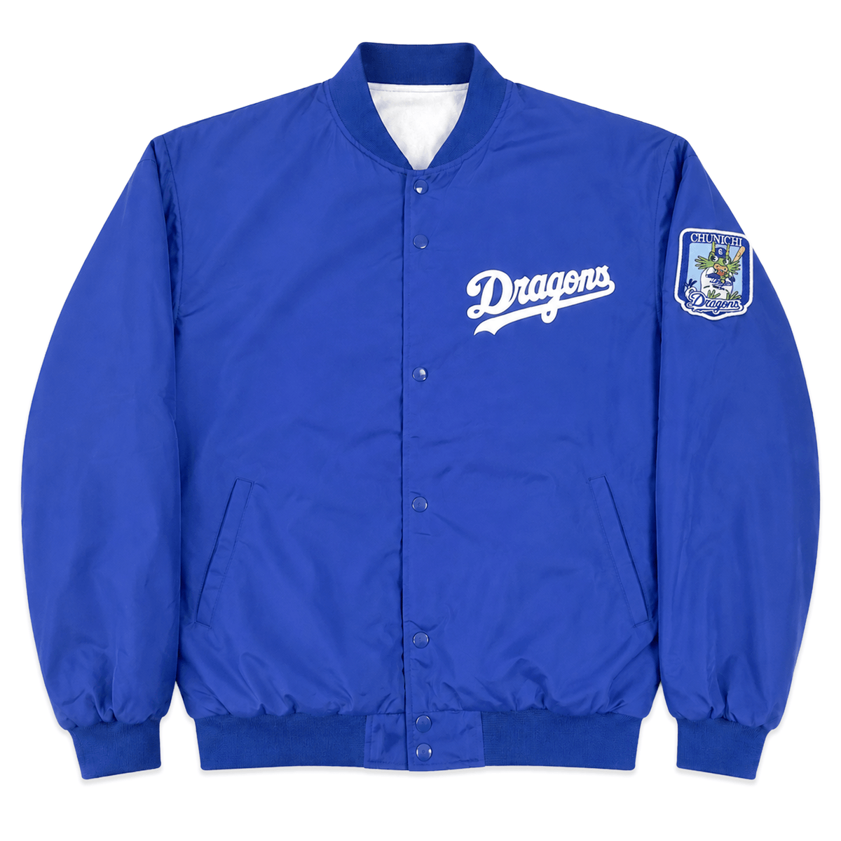 Retro Showa Era Mizuno Japan NPB Chunichi Dragons Team Jacket Blue - Sugoi JDM