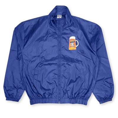 Retro Showa Japan JDM Suntory Jokki Crisp Beer Mug Windbreaker Jacket Blue - Sugoi JDM