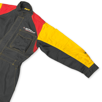 Retro Showa JDM Dunlop Motorsport Pit Crew Summer Coveralls Tsunagi Black - Sugoi JDM