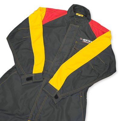 Retro Showa JDM Dunlop Motorsport Pit Crew Summer Coveralls Tsunagi Black - Sugoi JDM